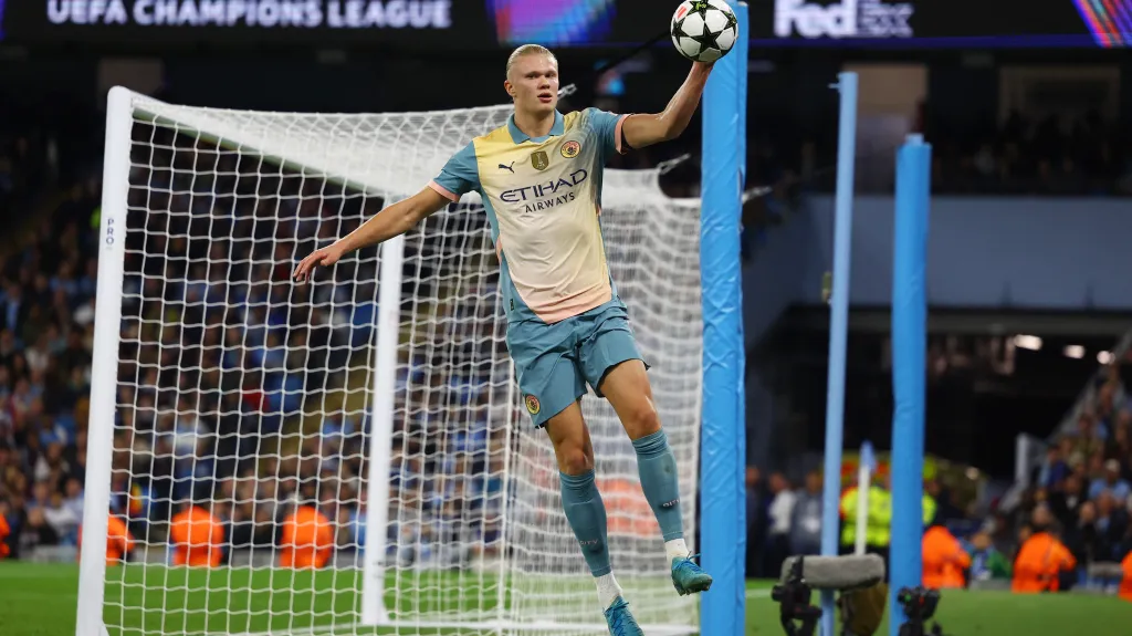 Erling Haaland z Manchesteru City v Lize mistrů