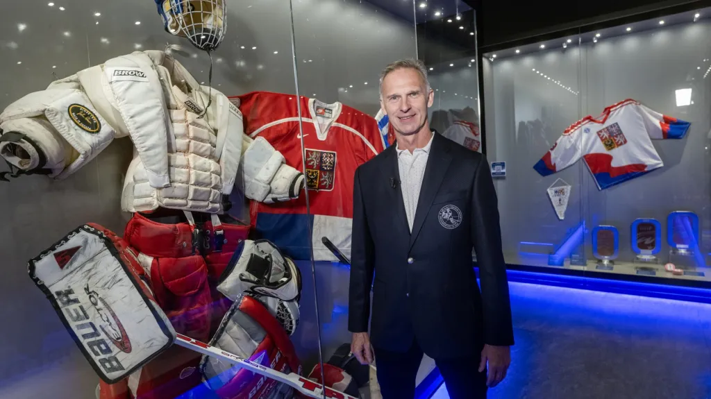 Dominik Hašek při slavnostním otevření Síně slávy českého hokeje