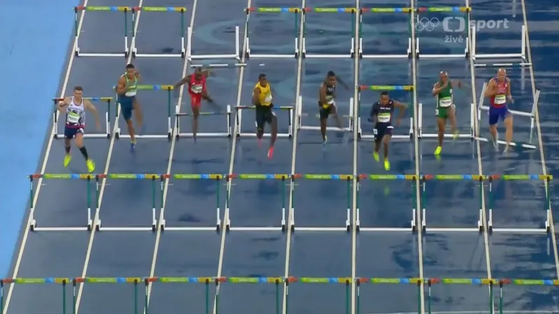 Rozběh Petra Svobody na 110 m překážek