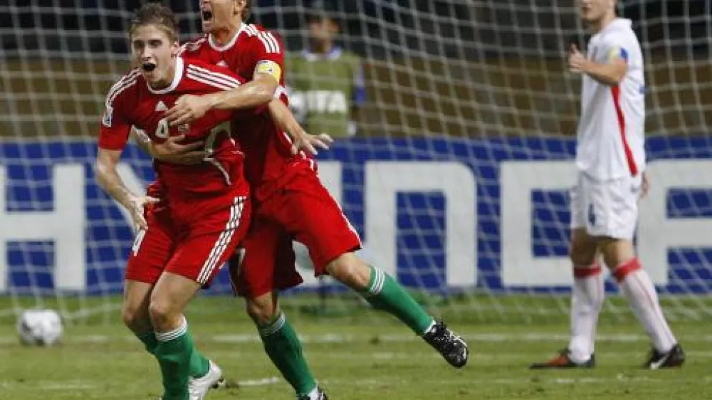 Radost mladých maďarských fotbalistů