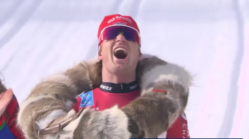 Závěr závodu mužů na Arefjällsloppetu