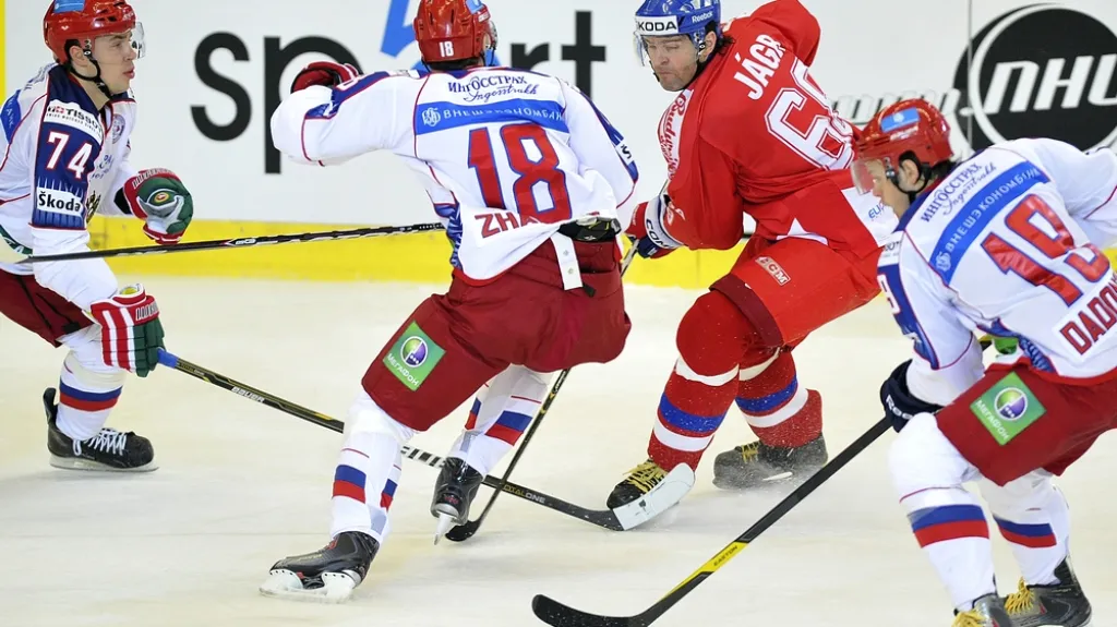 Jaromír Jágr v utkání s Ruskem
