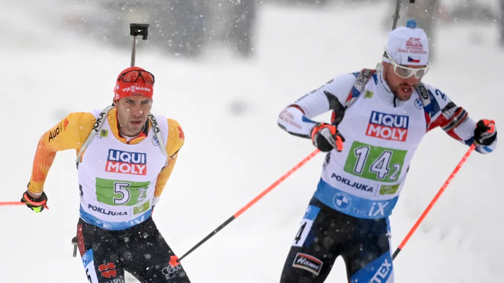 Michal Krčmář na trati smíšené štafety