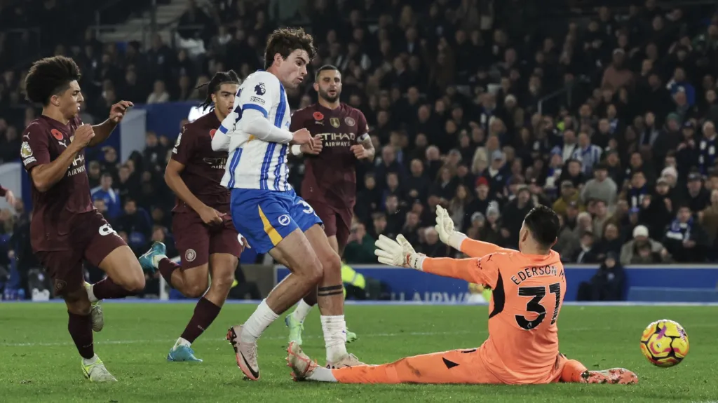 Matt O'Riley z Brightonu rozhoduje zápas proti Manchesteru City