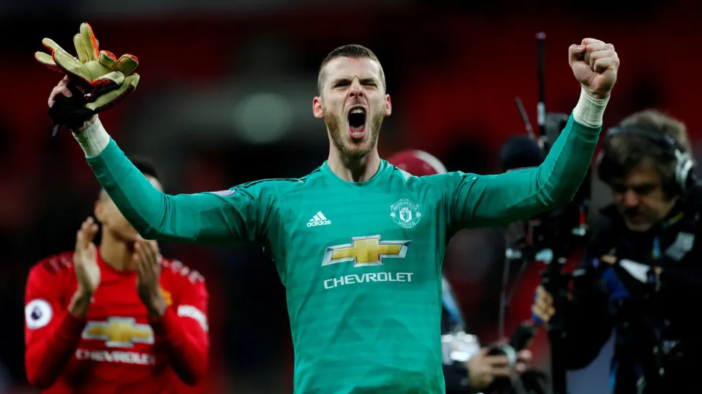 Slavící David de Gea z Manchesteru United 