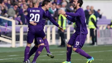 Slavící fotbalisté Fiorentiny