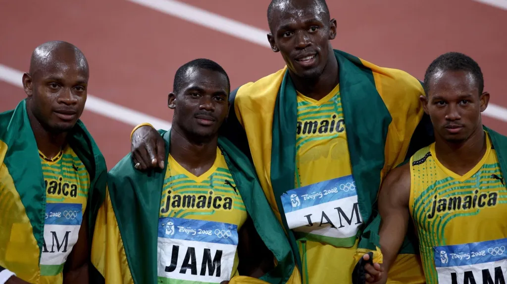 Vítězná jamajská štafeta na olympiádě 2008 v Pekingu