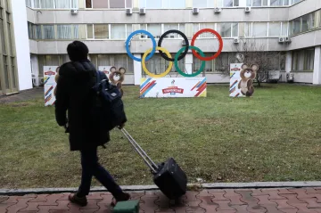 Olympijské kruhy v areálu Ruského olympijského výboru