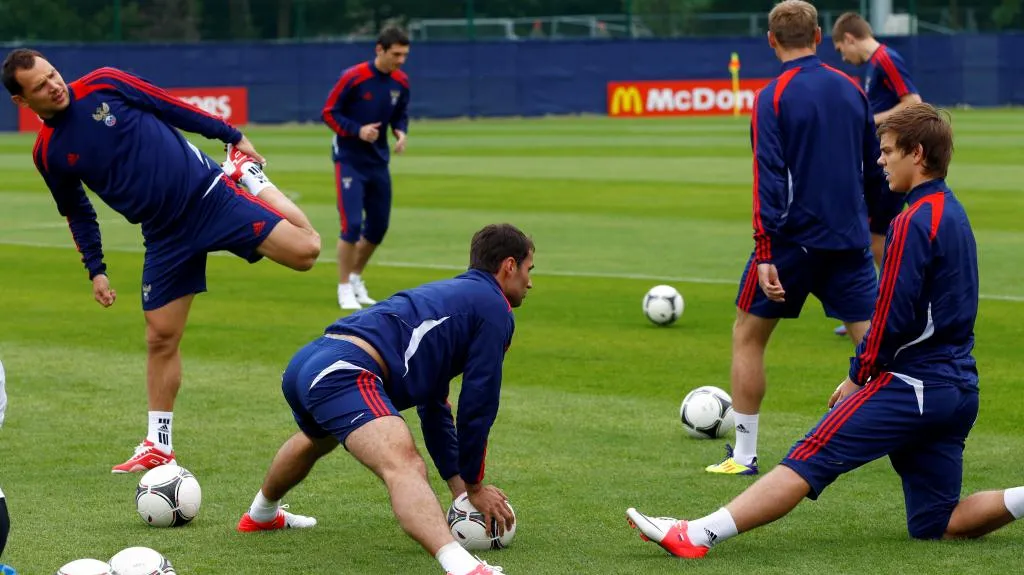 Trénink ruských fotbalistů