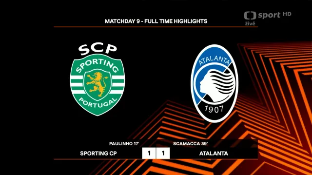 Sestřih utkání Sporting Lisabon – Atalanta