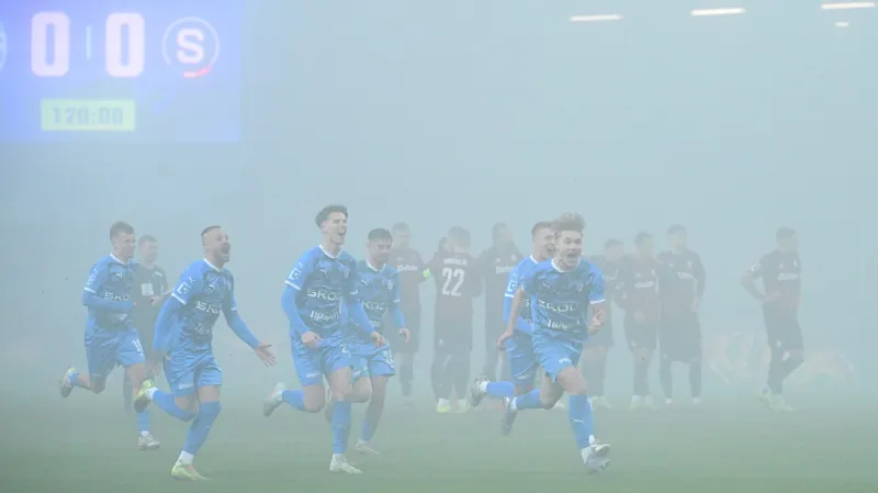 Euforie fotbalistů Mladé Boleslavi