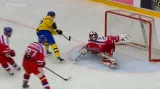 Gól v utkání Švédsko - Česko: Sörensen - 2:1 (25. min.)