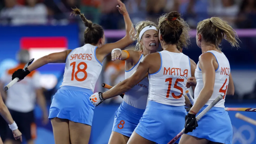 Radost pozemních hokejistek Nizozemska