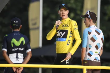 Tři nejlepší Tour 2016: zleva Nairo Quintana, Chris Froome a Romain Bardet