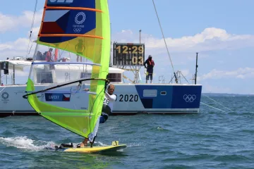 Karel Lavický při olympijské regatě v Tokiu