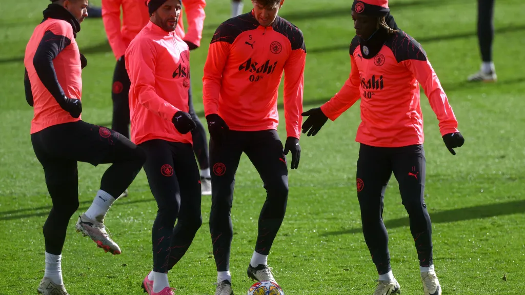 Fotbalisté Manchesteru City na tréninku v Kodani