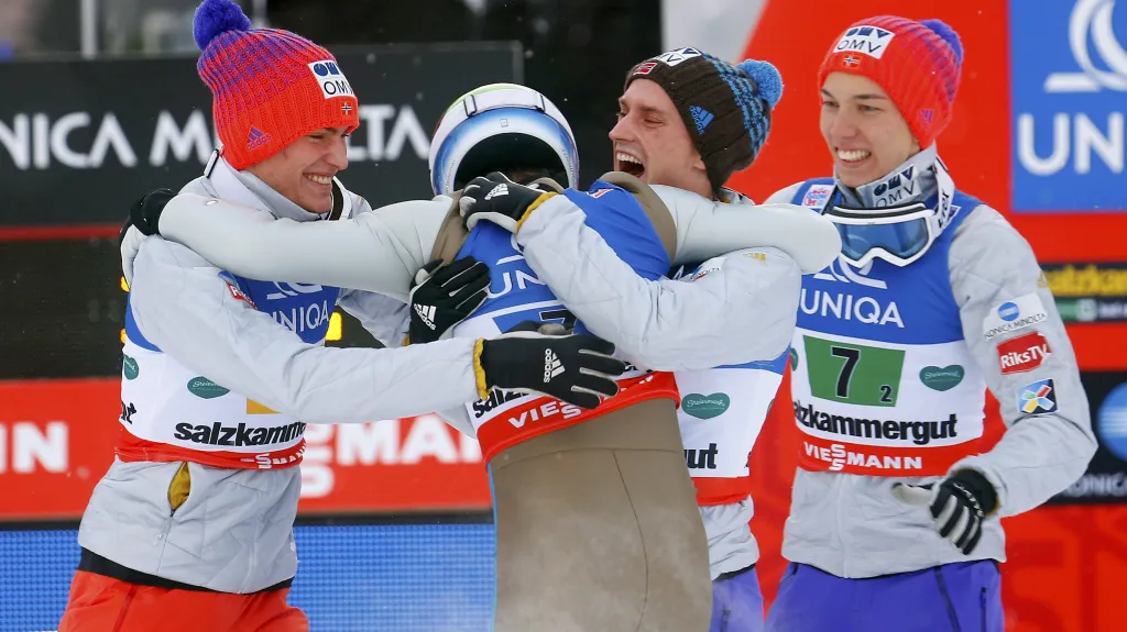 Radost norských skokanů z titulu mistrů světa