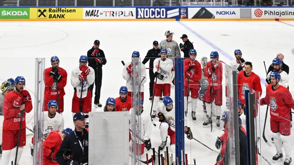 Trénink české hokejové reprezentace před startem MS