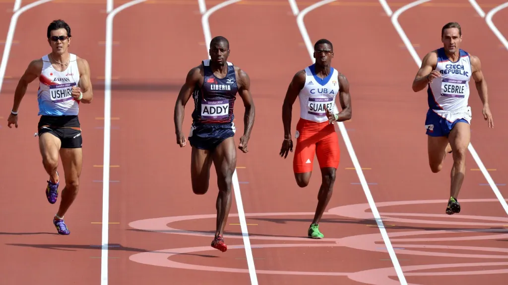 Roman Šebrle při běhu na 100 metrů na LOH 2012