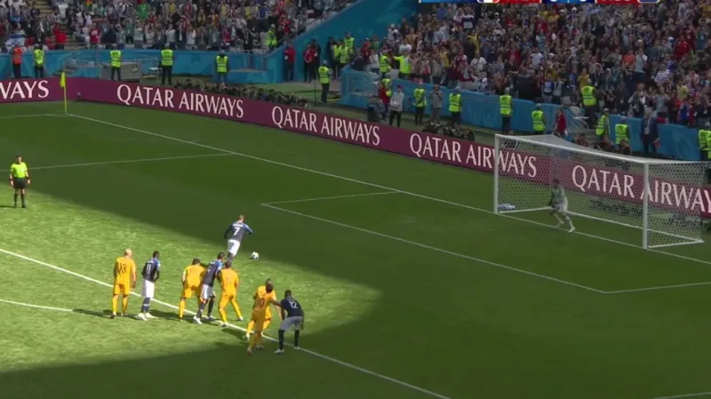 Gól v utkání Francie - Austrálie: Griezmann z pen. - 1:0 (58. min.)