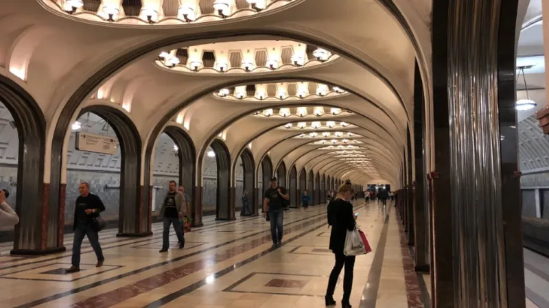 Majakovskaja. Jedna z nejznámějších stanic metra v Moskvě