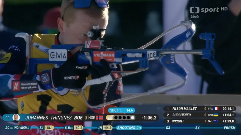 Sestřih vytrvalostního závodu biatlonistů MS v Oberhofu