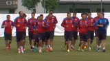 Český tým si naposledy zatrénoval před zápasem s Ruskem
