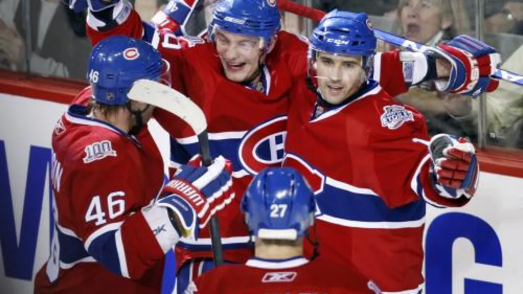 Radost hráčů Montrealu ze vstřeleného gólu