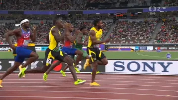 Finále běhu na 100 metrů s vítězným Sevillem