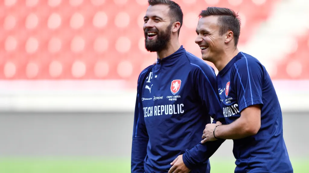 Josef Hušbauer (vlevo) a Stanislav Tecl na tréninku reprezentace