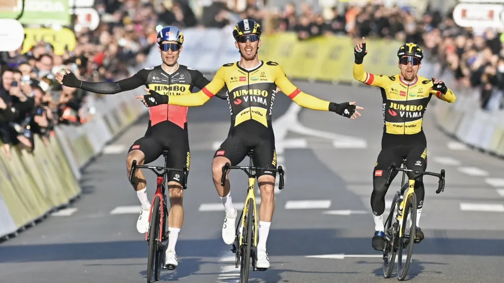Wout van Aert, Christophe Laporte a Primož Roglič