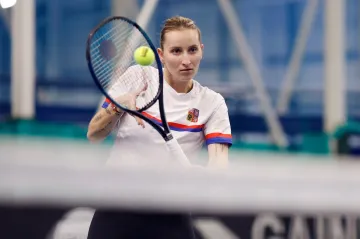 Markéta Vondroušová na tréninku před finále Poháru Billie Jean Kingové