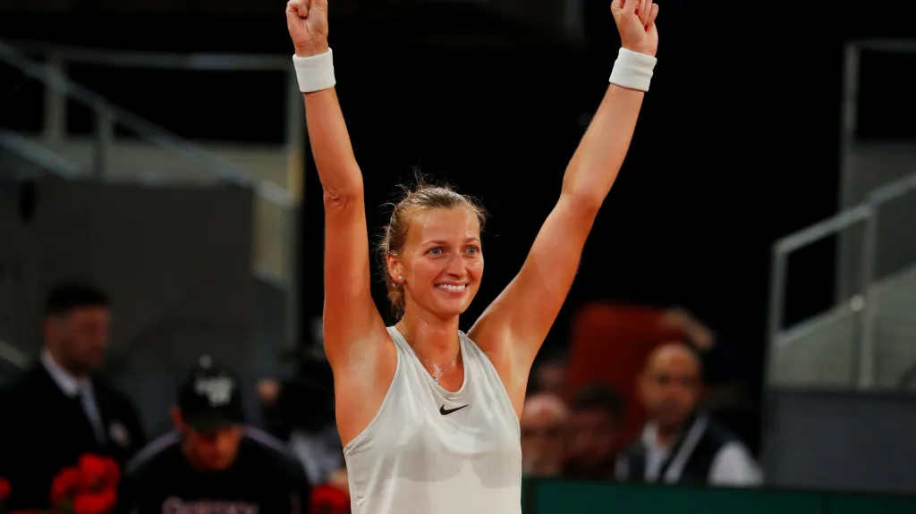 Petra Kvitová se raduje z vítězství na turnaji v Madridu